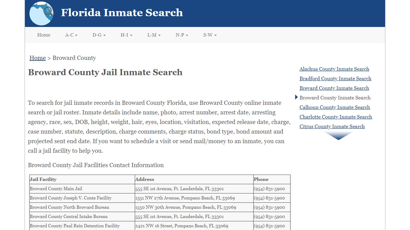 Broward County Jail Inmate Search